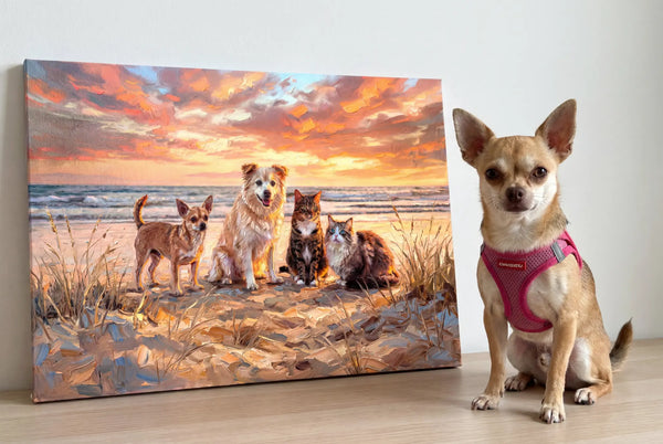 Sarah M. — chihuahua with beach canvas portrait