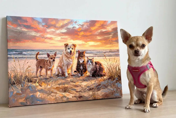 Sarah M. — chihuahua with beach canvas portrait